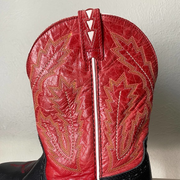 Ariat Kids' Adriano Moraes Bull Rider Western Boot Red & Black Square Toe Kid 4 - Picture 6 of 13